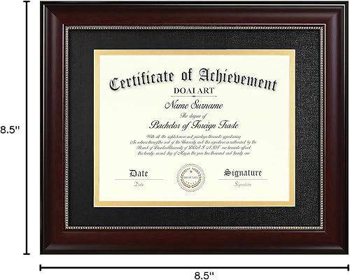 Miniatura 8 de DOAI ART Marco de diploma de 8.5 x 11 pulgadas con paspartú negroazul sobre dorado o documento de 11 x 14 pulgadas y certificado sin paspartú,