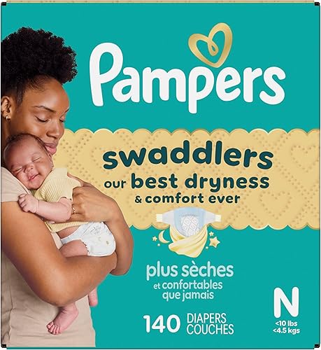 Miniatura 17 de Pampers Pañales Swaddlers, talla 0 (hasta 10 libras), 140 unidades, absorbentes, mantiene al bebé seco y cómodo, pañal desechable seguro