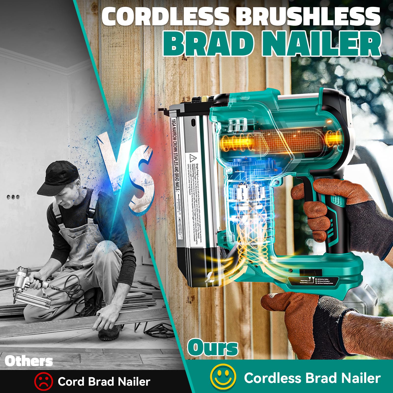 Nail Gun Ecarke Cordless Power Brad Nailers Compatible With Makita