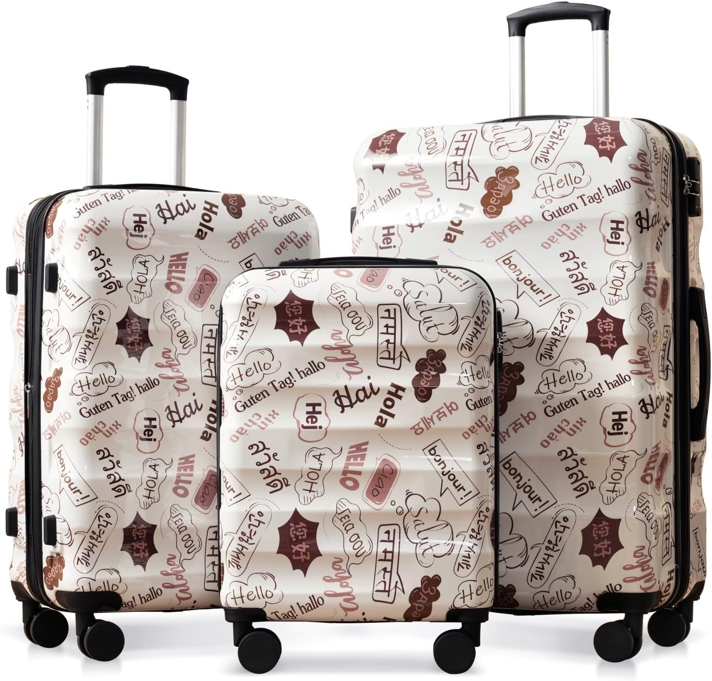 Merax Luggage Set 3 Piece Expandable Hardshell Suitcases with Spinner Wheels TSA Lock Lightweight Glossy Carry On Checked Travel Luggage 20/24/28