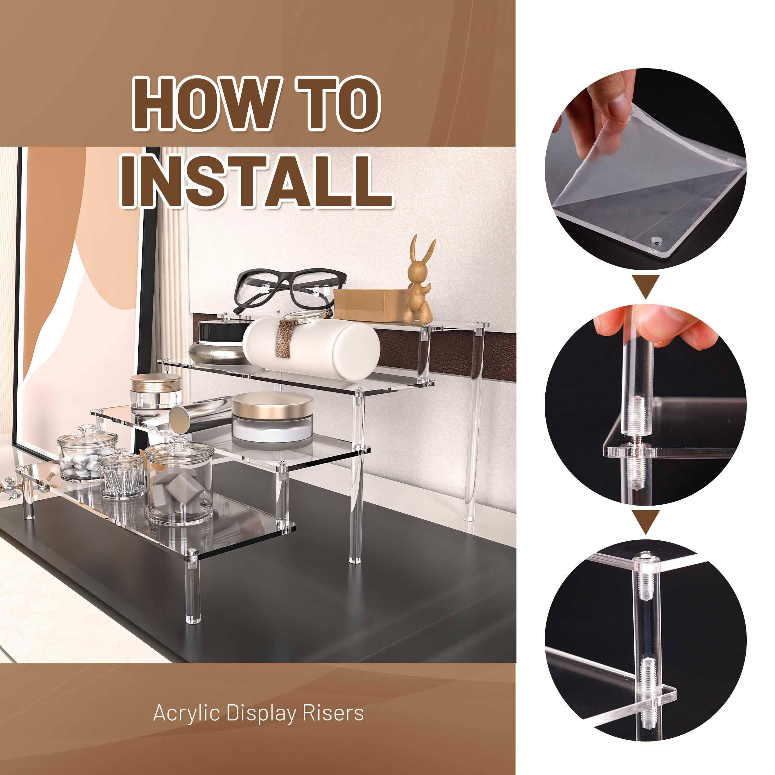 QWORK Acryl Abstandshalter - 8 Stück 10,2cm Transparent Quadratisch