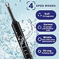 Vista 2 de Pulidor de dientes recargable con 5 cabezales de cepillo, 9 pastas de pulido, 4 modos de velocidad, kit de limpieza dental IPX6, luz LED, kit