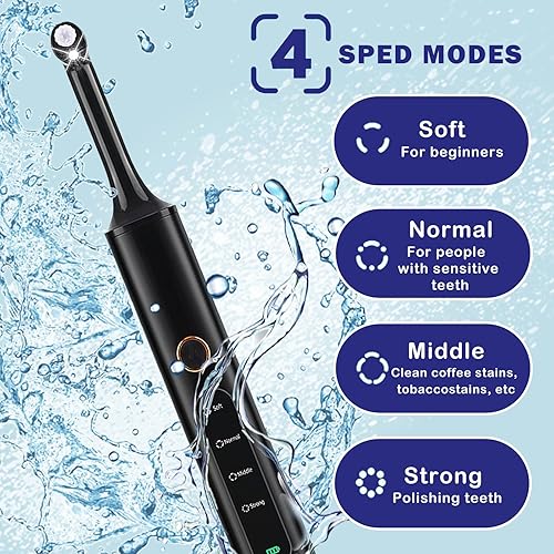 Miniatura 2 de Pulidor de dientes recargable con 5 cabezales de cepillo, 9 pastas de pulido, 4 modos de velocidad, kit de limpieza dental IPX6, luz LED, kit