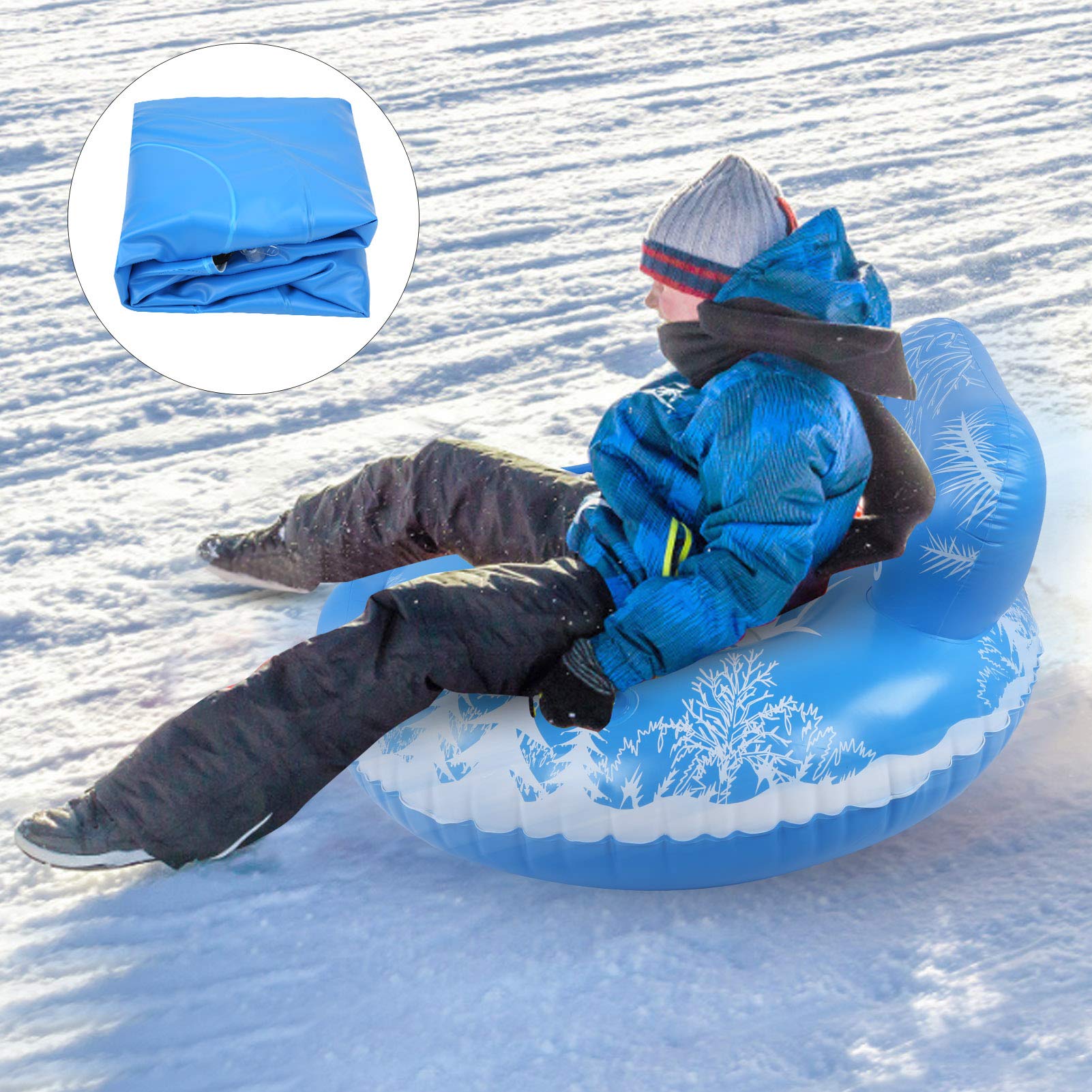 Yuecoom Winter Snow Tube, Inflatable Sled for Kids and Adults Floated Skiing Board Accessories