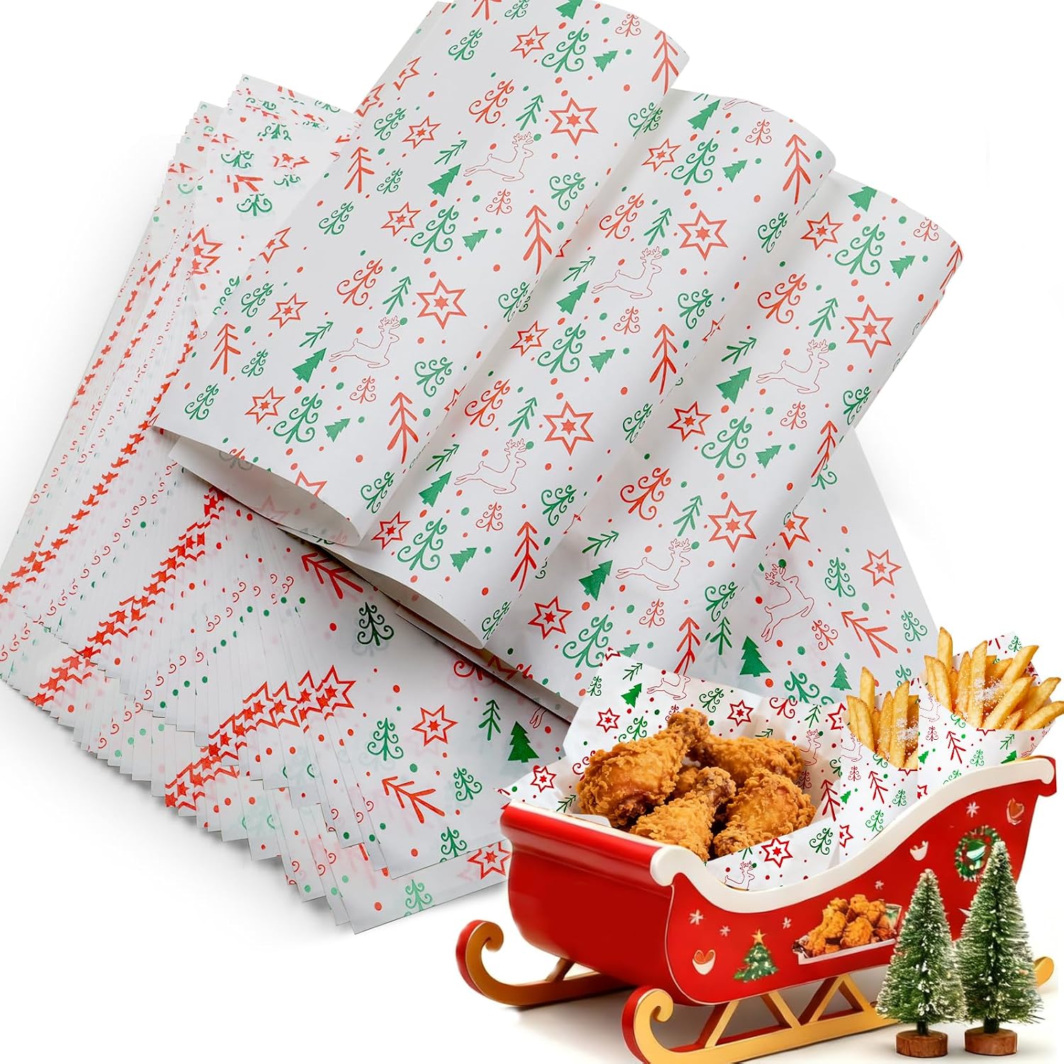 100Pcs Wax Paper Sheets for Food, Ultra Grease Resistant Deli Paper Sheet, Must-Have Sandwich Wrapping Papers at School Lunches,Perfect Food Basket Liners for Festival, YEHOSHUN 11x11"