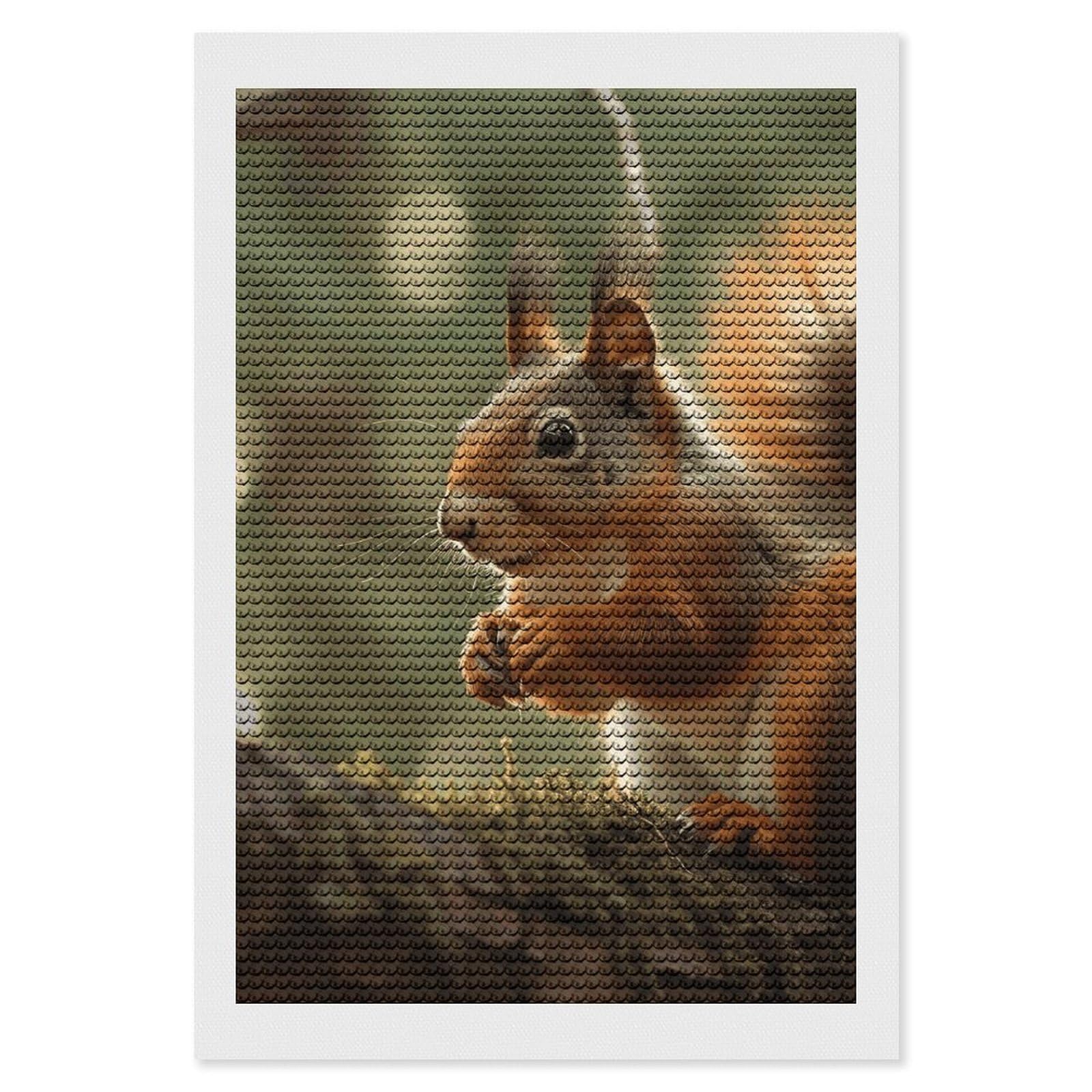 DWVTSLH Wildlife Forest Squirrel Diamond Painting Kits for Adults, Personalized Diamond Photo Art Full Drill, DIY 5D Diamond Art Painting Kits for Beginners, Home Wall Decor 8"x12"