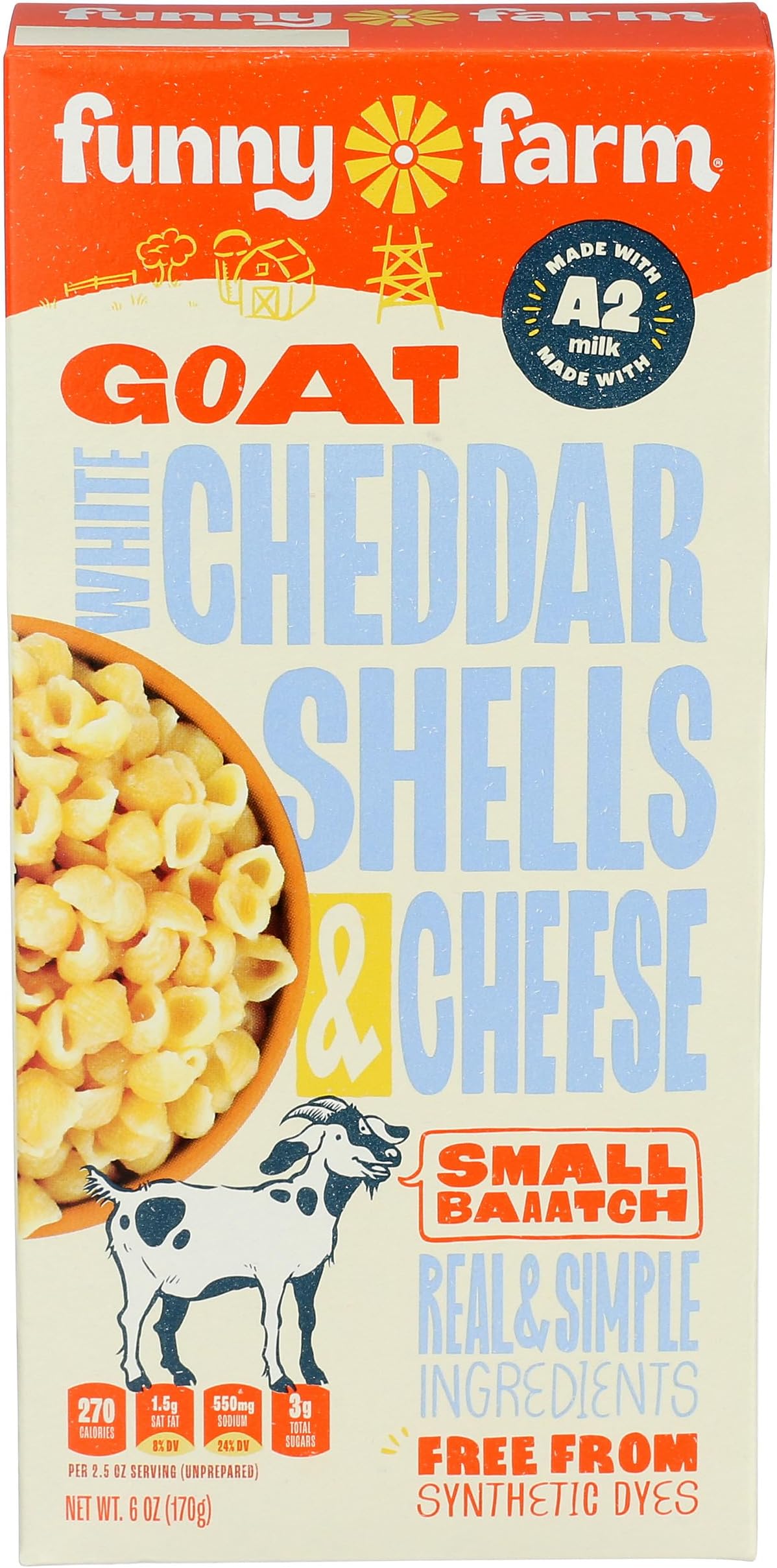 FUNNY FARM Goat White Cheddar Shells & Cheese, 6 OZ