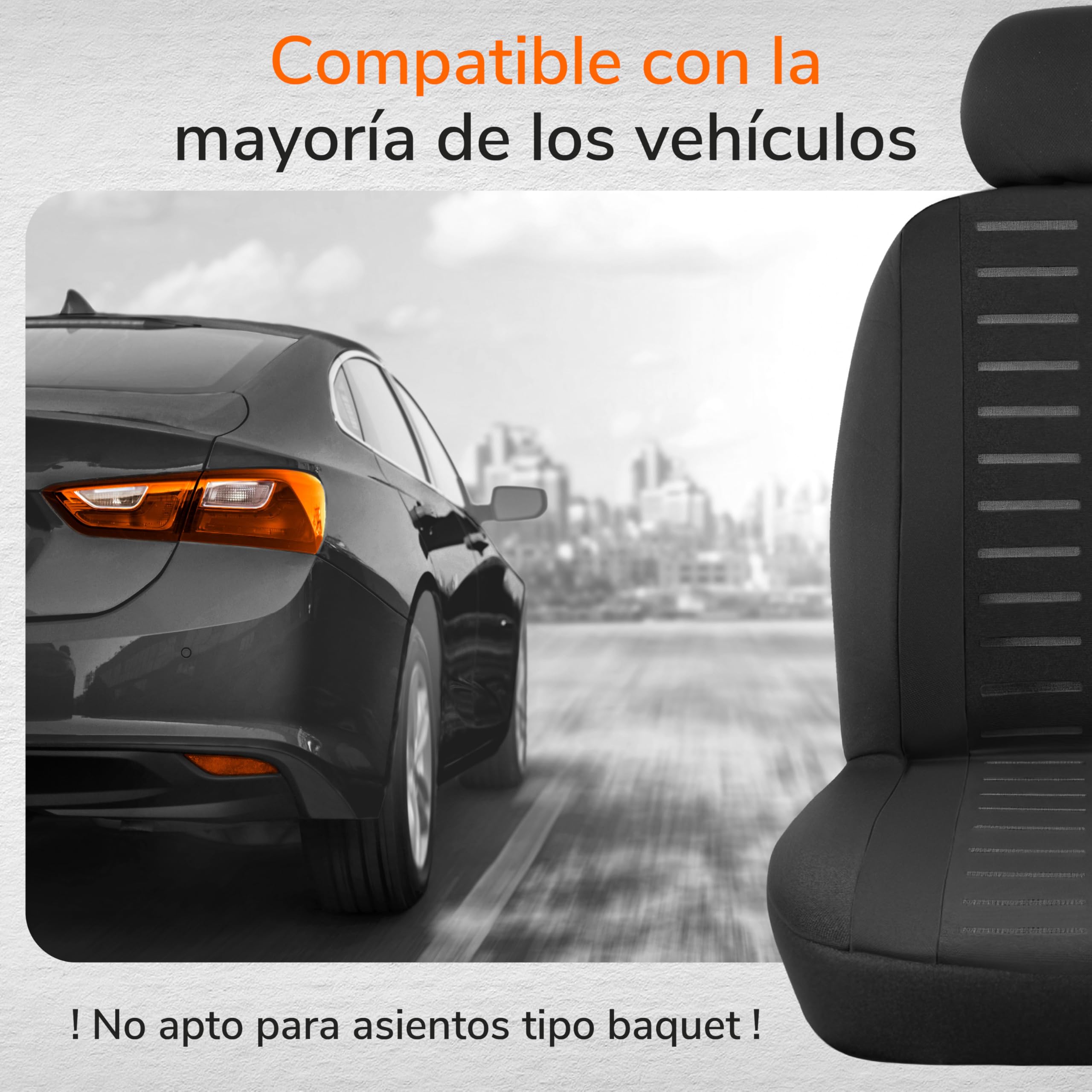 Upgrade4cars Fundas para Asientos Delanteros Set Versión 2026 | Fundas Protectores Universales en Negro para Conductor y Acompañante | Accesorios Coches Interior Decoración