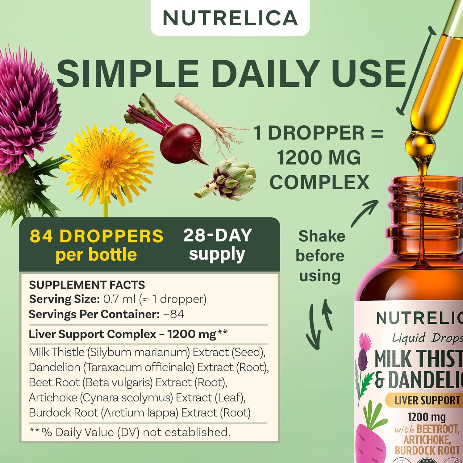 Milk Thistle & Dandelion Liver Support with Beet Root, Artichoke & Burdock – 1200mg Herbal Detox Formula, No Sugar, Alcohol-Free, Vegan, Non-GMO - Image 6