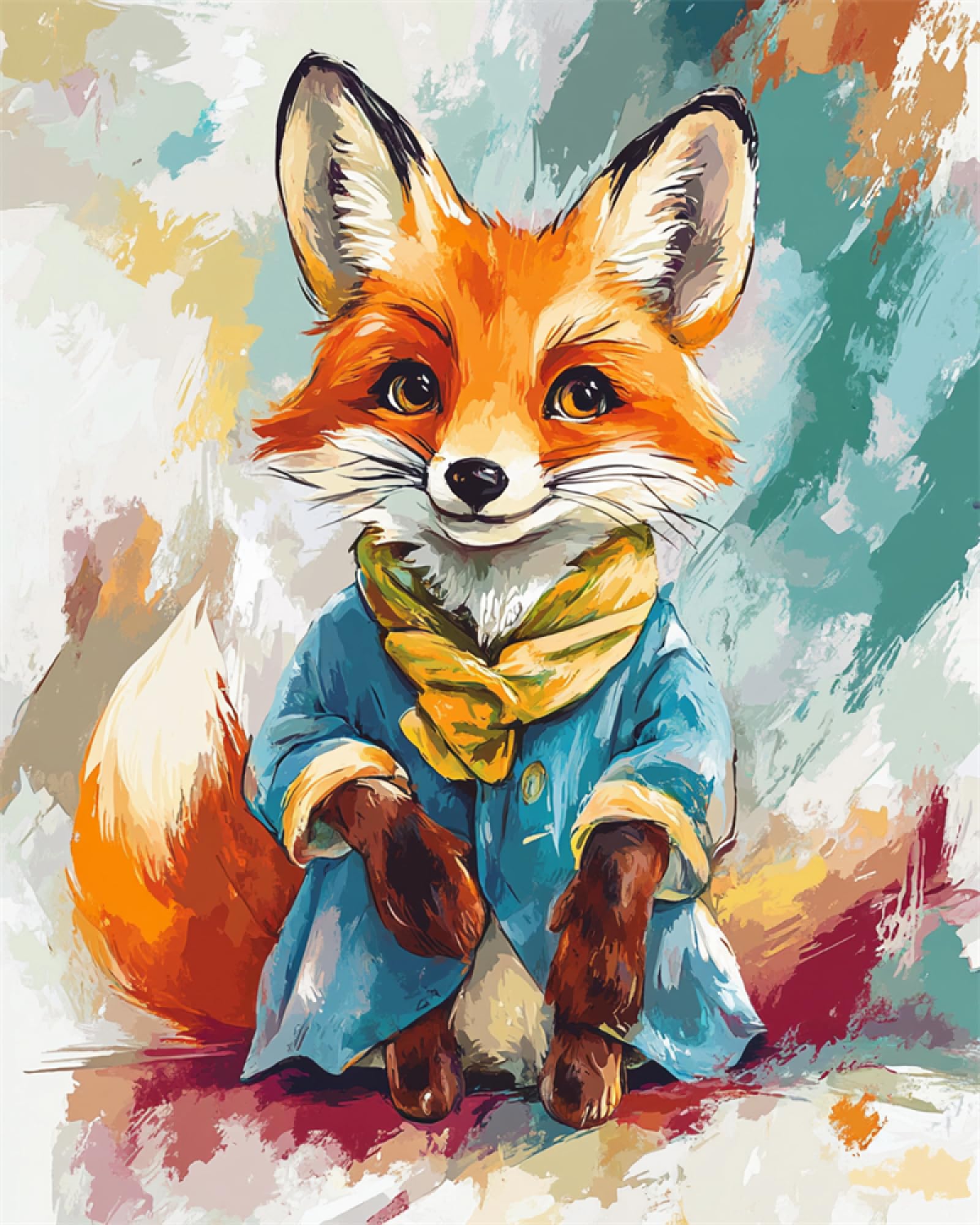 N.LANSHAN DIY Kit Gancio Di Chiusura Animale Volpe Fantasy Che Indossa Abiti Kit Per Uncinetto Per Principianti,Anziani,Appassionati Di Fai Da Te In 3D Set Per La Realizzazione Di Tappeti 90x120cm