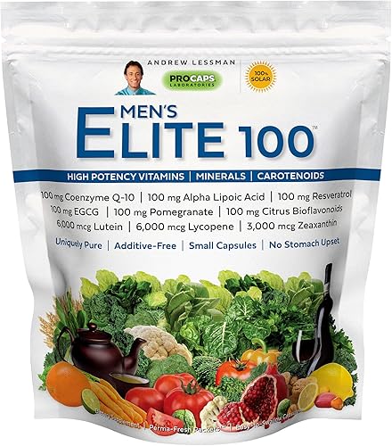 ANDREW LESSMAN Multivitamínico - Elite-100 para hombre 30 paquetes - Potentes nutrientes más 100 mg cada uno de coenzima Q10, ácido alfa lipoico,