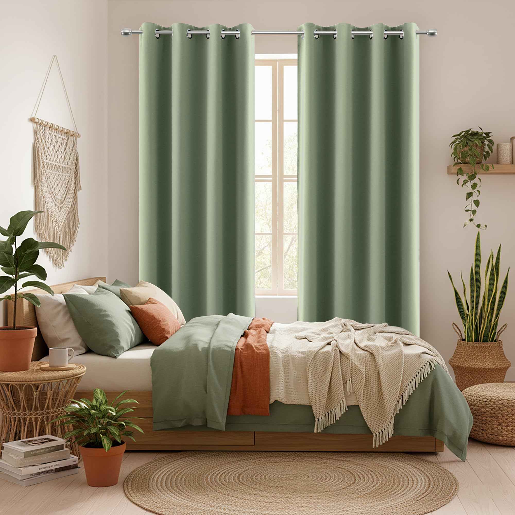 Amazon.com: KOUFALL Sage Green Blackout Window Curtains for