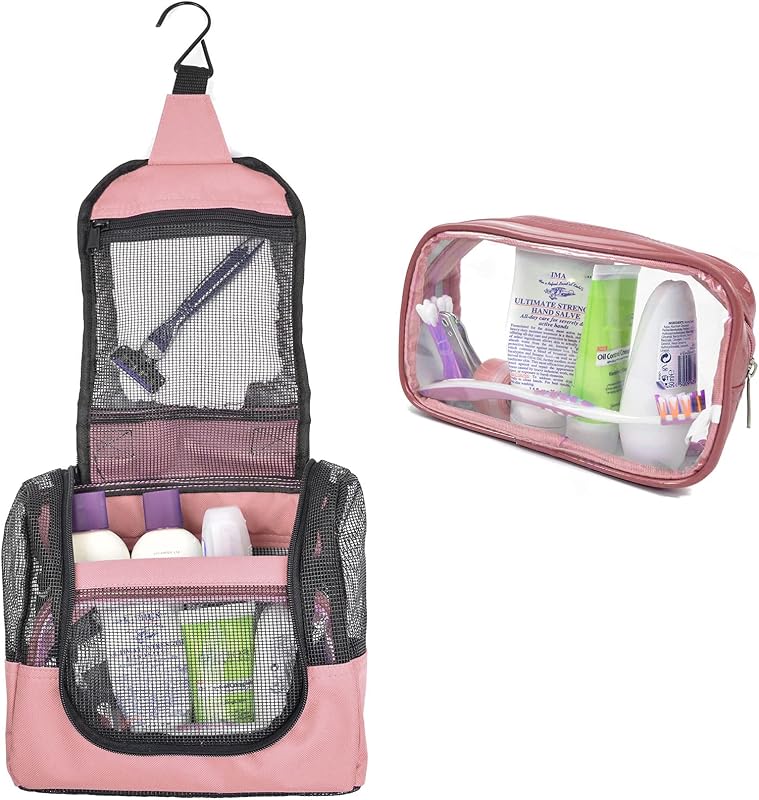 Necessaire suspensa de tela para banho The Fine Living Company, rosa