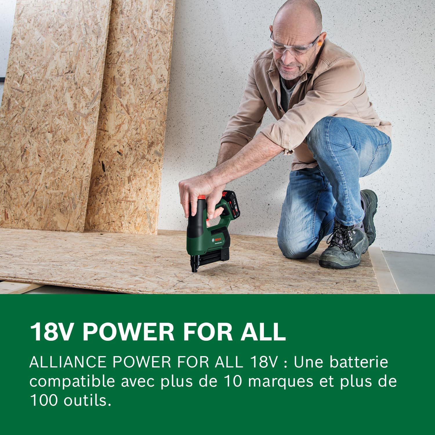 Bosch 18V System Akku Tacker/Nagler AdvancedTacker 18V 25 (Leistungsstarkes 2 in 1 Klammern und Nageln; inkl. Klammern, Nägeln, Abstandshalter, Drahtführungskappe