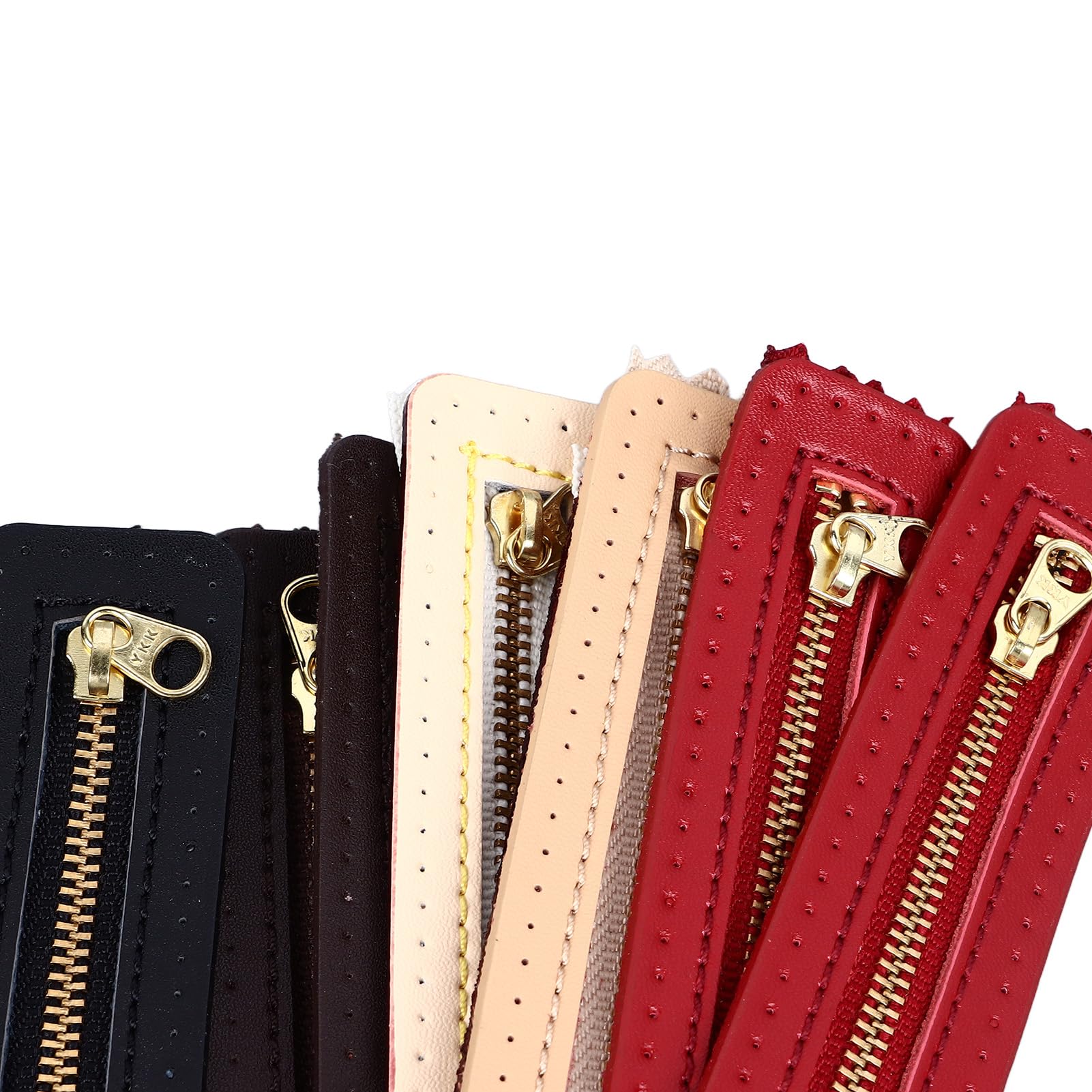 10 cremalleras de cuero para bricolaje, cremallera de piel de vaca auténtica para bolsa, accesorio de costura hecho a mano con dientes de metal, colores surtidos para ropa y proyectos textiles para el