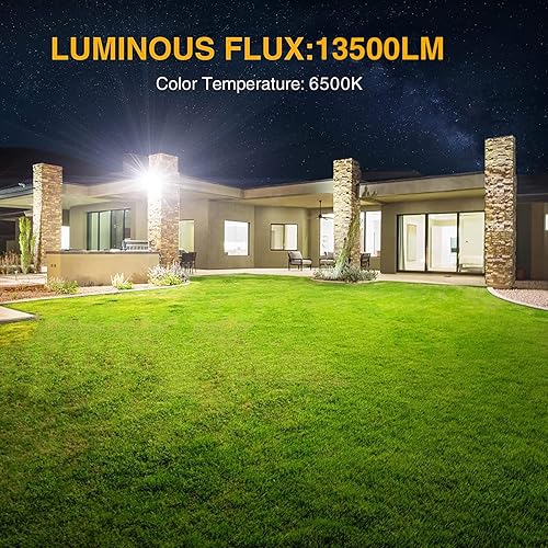 Miniatura 9 de Onforu Paquete de 2 luces LED de inundación para exteriores, equivalente a 500 W, 4500 lúmenes, luz de seguridad súper brillante, luz de día de 6000