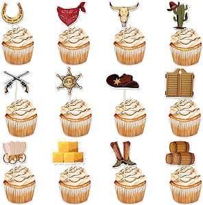 Whaline Western Cowboy Cupcake Liner – 300 Stück, Wild-West-Motive, 5,1 X 3,1 Cm