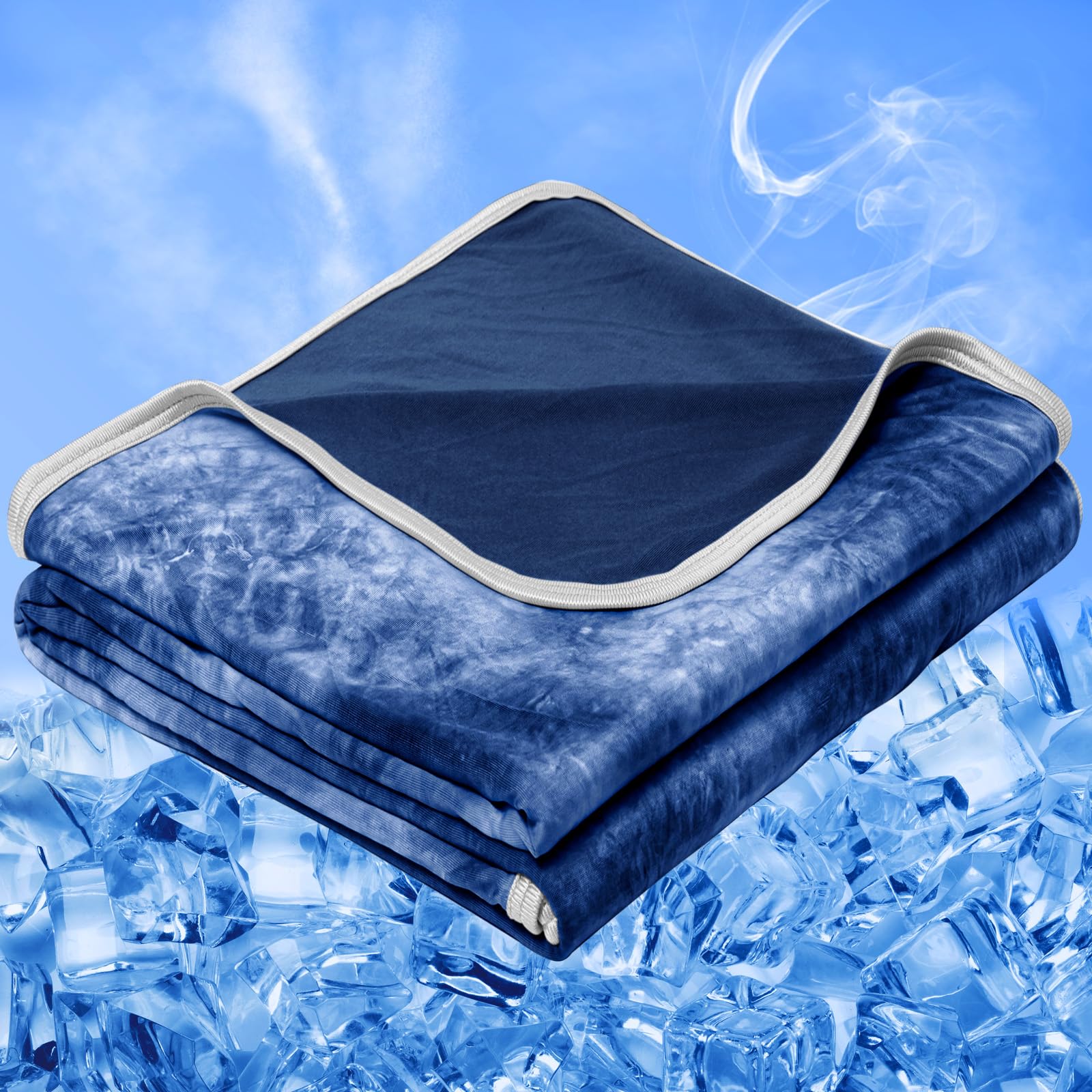 inhand Cooling Blanket Single Size – Summer Cool Bedding, Cold Blanket for Sleeping, Hot Sleepers & Adults, Lightweight Summer Blanket for Single Bed, Sofa, Chair–130x170cm, Navy