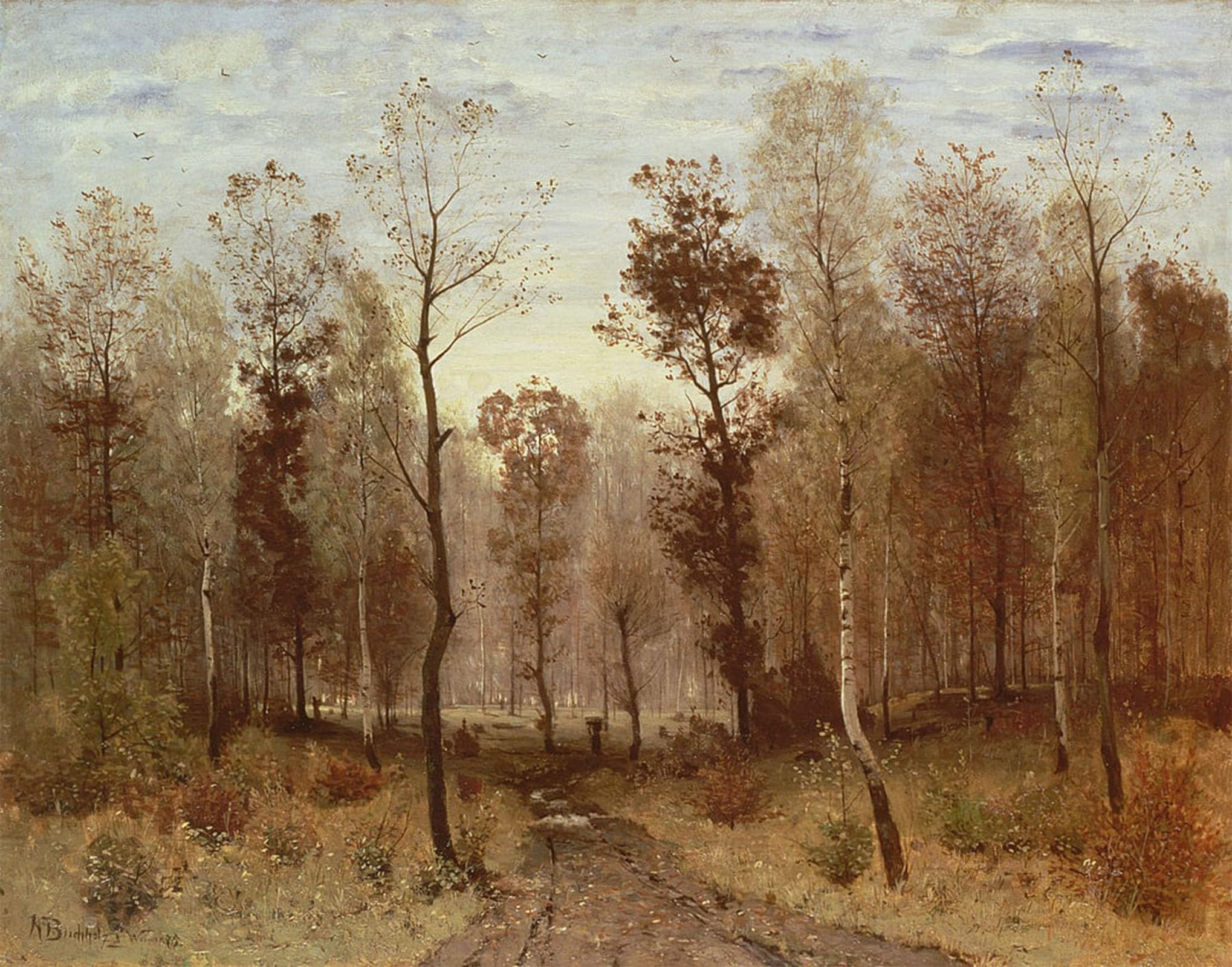 Artxlxxbn No Frame Famous Prints Artwork Pictures Poster Painting Art Autumn Day By Karl Buchholz Artwork Landscape Pictures For Home Decor 60X90cm