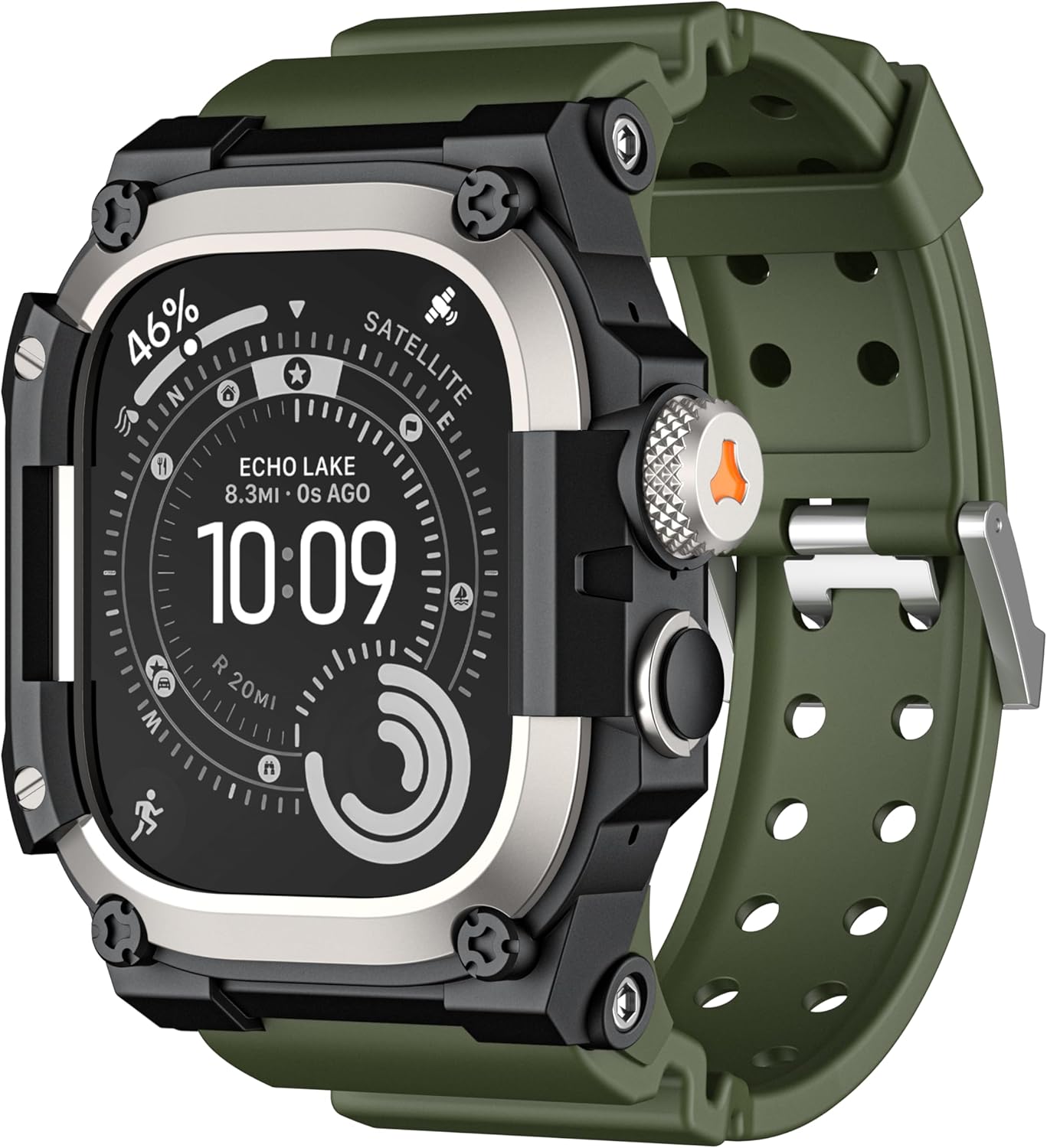 VeveXiao Rugged Case Band Compatible With Apple Watch Ultra 3/Ultra 2 49mm Band, Sports Silicone Strap With Metal Shockproof Frame Bumper Case For iWatch Ultra Strap Men Women