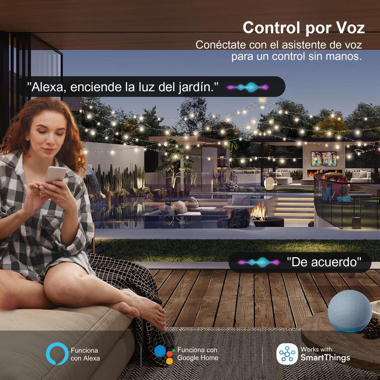 EIGHTREE Enchufe Inteligente Exterior Impermeable IP44 Con Monitorización de Consumo Energético, Enchufe Wi-Fi Compatible con Alexa, SmartThings y Google Home, Control Remoto y Voz, 2.4GHz WiFi, 16A