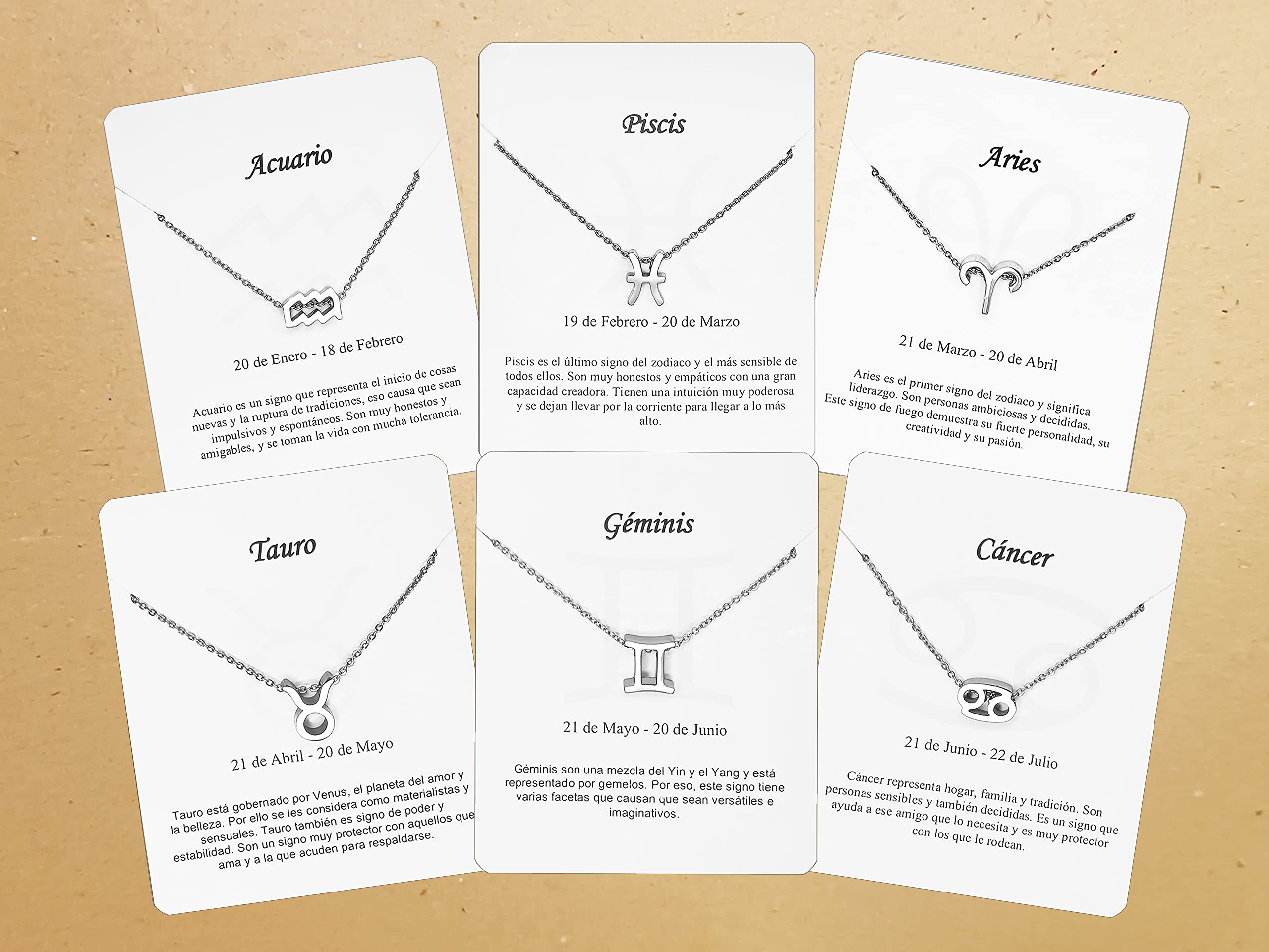 Collar Signo Zodiaco Acero Inoxidable hermosa Tarjeta Significado Signo Zodiacal Colgante Horóscopo Para mujer Regalo Cumpleaños — view 5