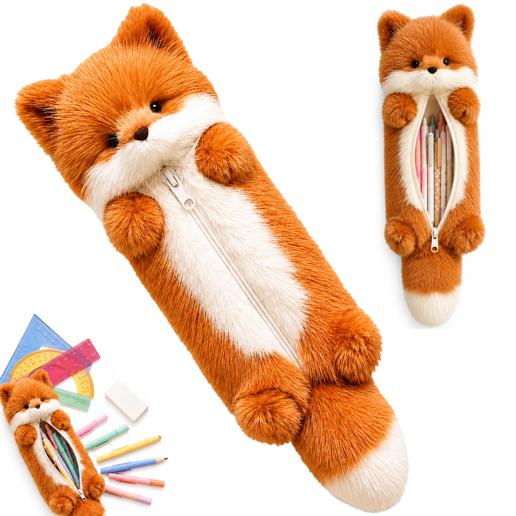 Dreaku Fox Plush Pencil Case Boys Girls