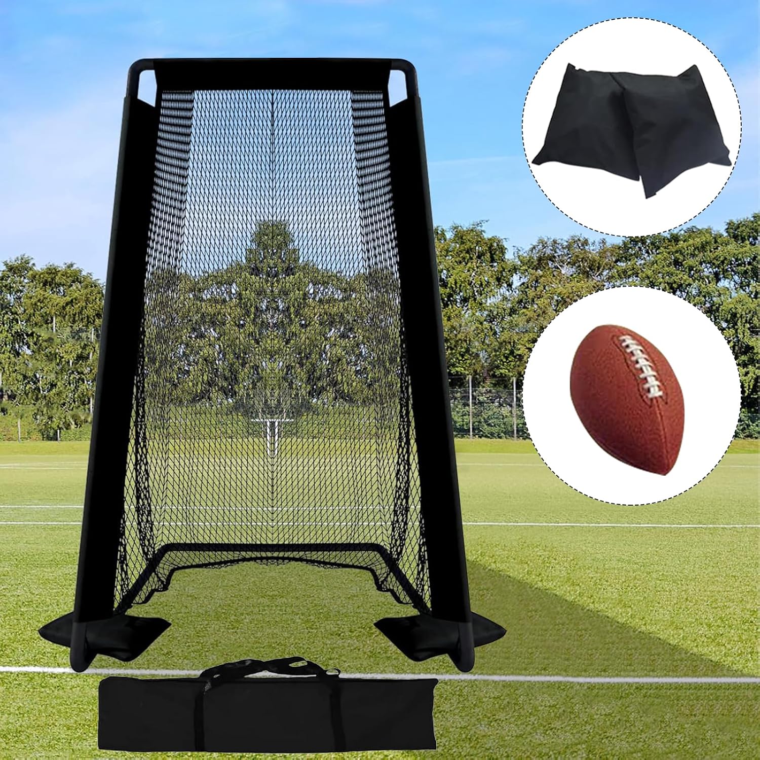 Football Kicking Cage Net - Portable 81x41IN Football Goal Training Aids for Backyard Indoor Outdoor-Youth & Adults