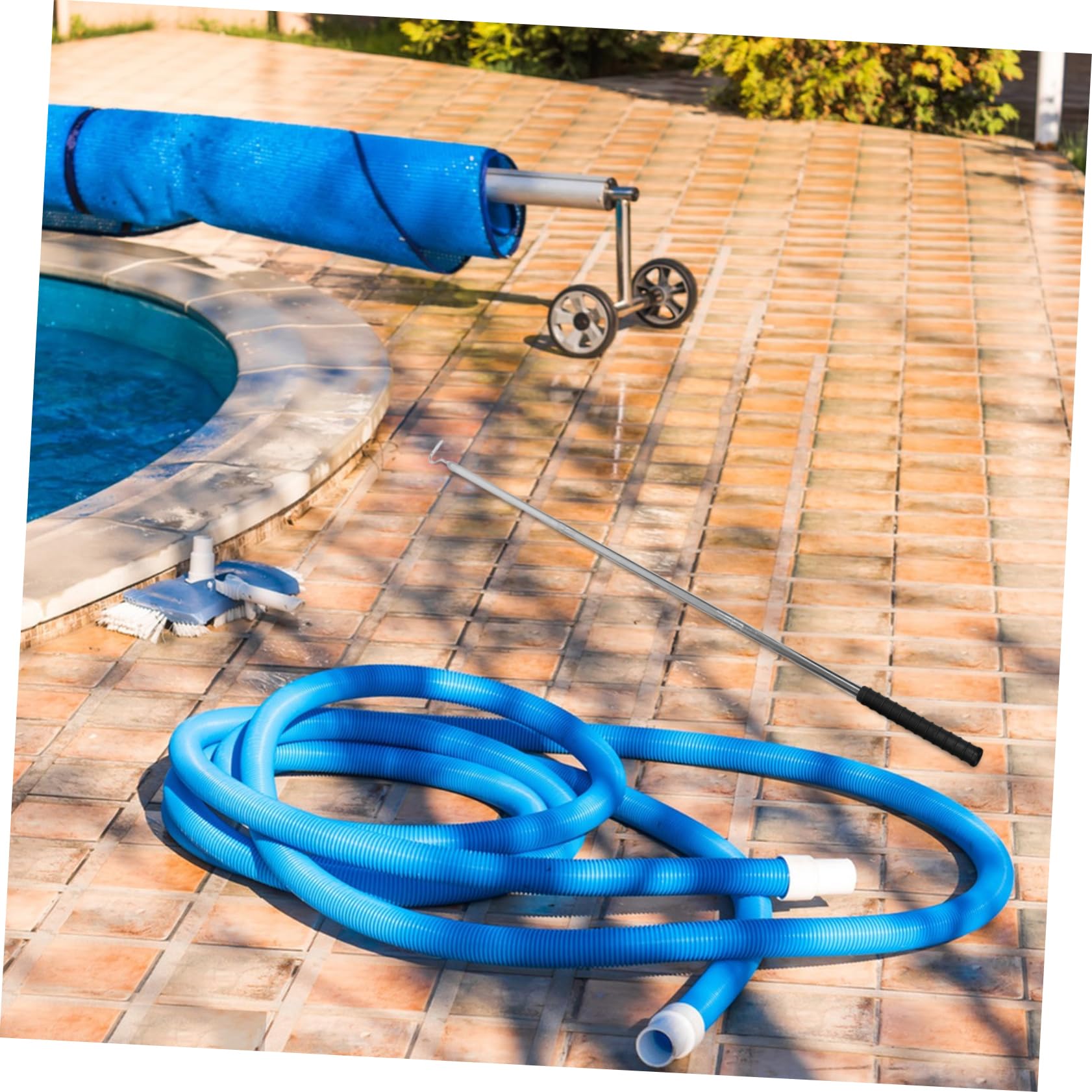 Abaodam Gancho de Acero Inoxidable para Piscina, Herramienta de Agarre para Cestas de Skimmer y Tapas, con Poste Desmontable para Limpieza