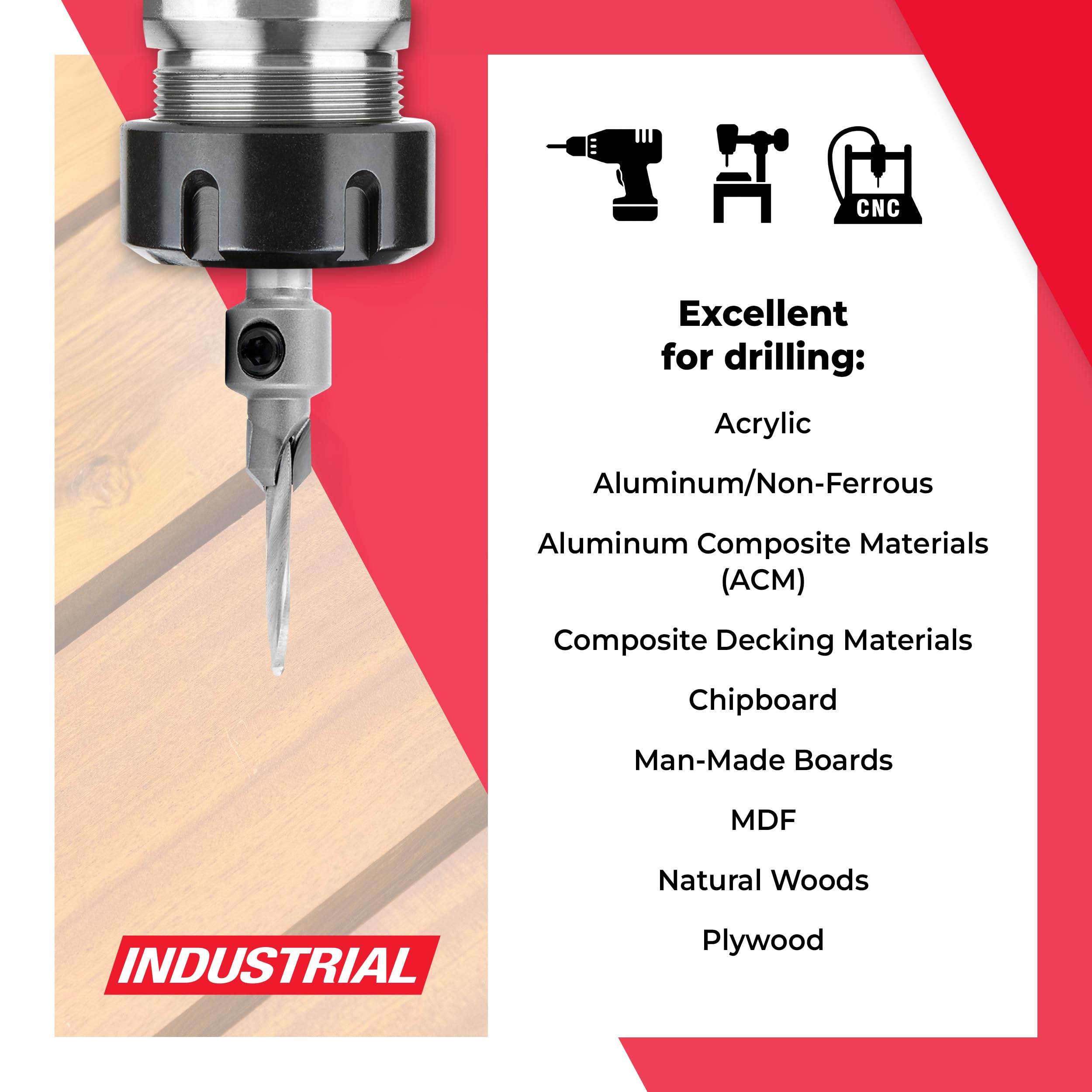 Amana Tool - 55203 - Svasatore a punta in carburo # 6 vite 5/16 diametro x 1/8 diametro trapano x 5/16 Rou