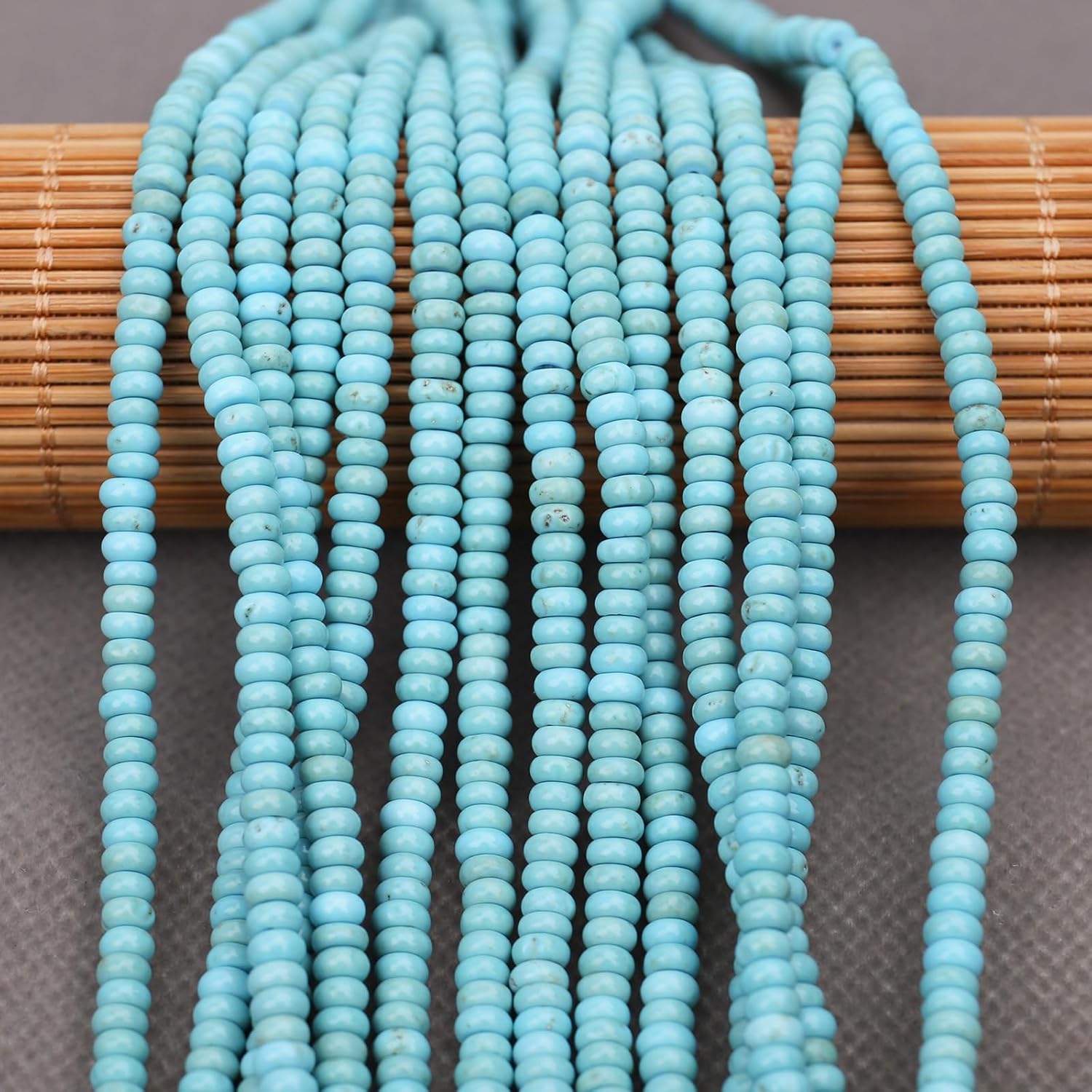 BONNY BOXX 1 Strand (150PCs) Natural 2 * 4mm Blue Turquoise Rondelle Beads, Natural Abacus Disk Stone Beads Loose Spacer Gemstone for DIY Bracelet Necklace Jewelry Making - Image 3