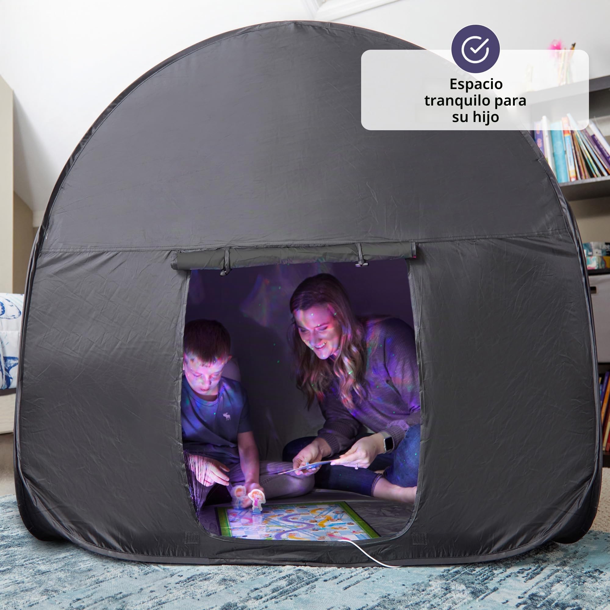 Tienda Sensorial | Rincón De Calma para Que Los Niños Jueguen Y Se Relajen | Ayuda En Autismo, TPS, Ansiedad Y Concentración | Tienda Sensorial Negra para Niños Autistas | Doble