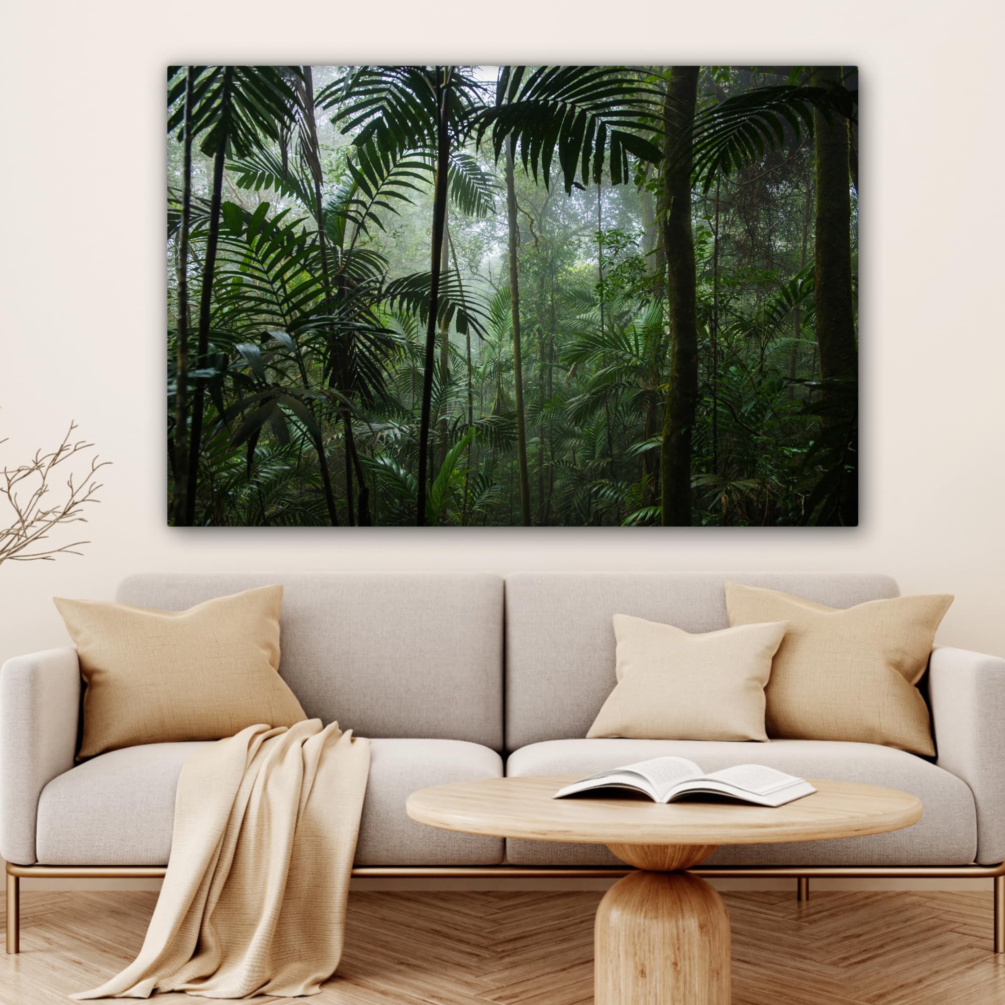 MuchoWow© Leinwand Bilder Groß 120x80 cm XXL Wanddeko Wohnzimmer Aesthetic Room Decor Deko Zimmer Wandbilder Modern Fotogeschenke Regenwald - Dschungel - Bäume - Pflanzen - Natur - Grün