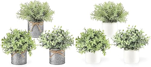 Mkono Mini plantas falsas en maceta, planta artificial en maceta para decoración de oficina, planta de plástico sintético verde falso para estante