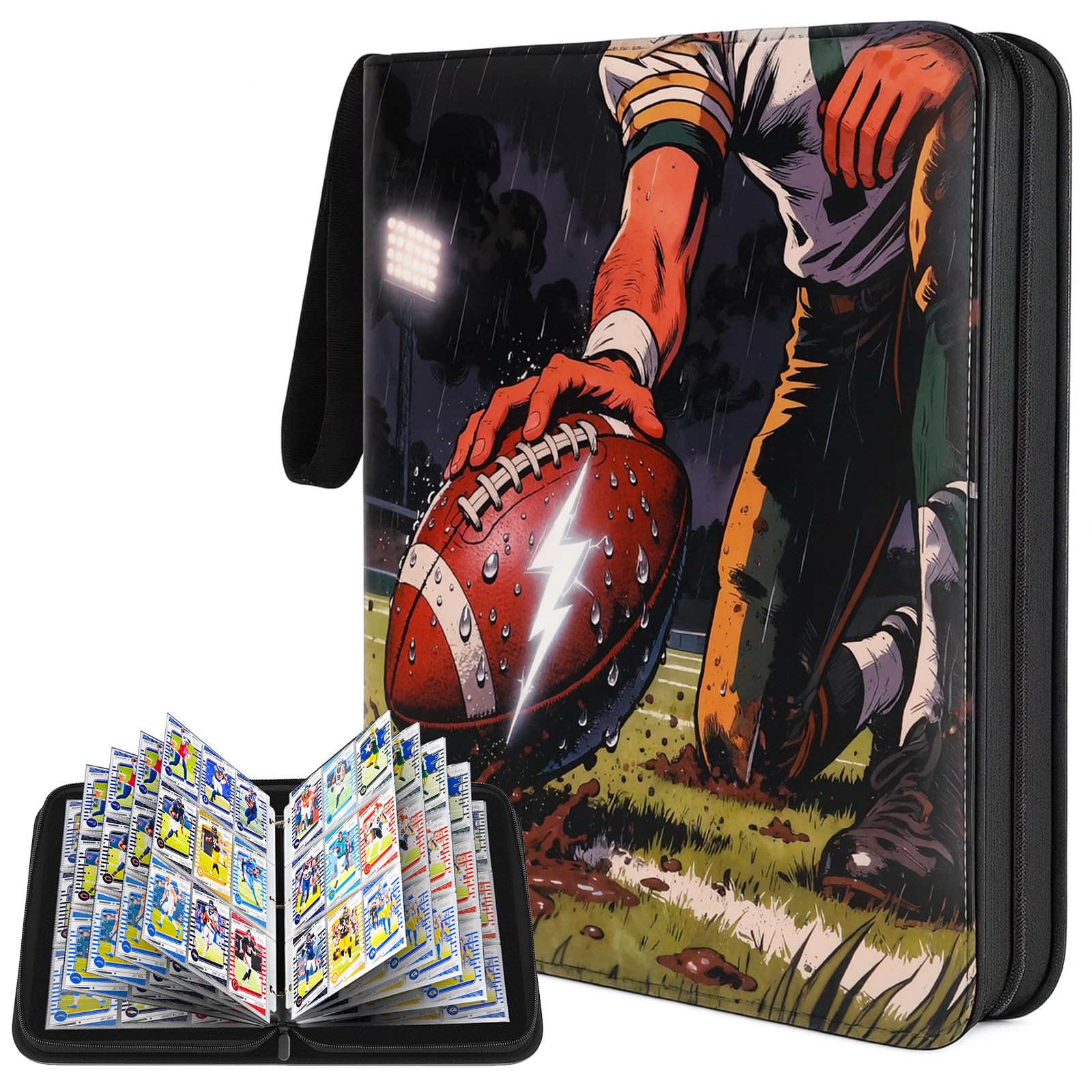 Football 9-Pocket Card Binder, 50 Pages 900-Pocket Large-Capacity Collector Album, Double-Sided Pocket Sports Card Storage Album,Football
