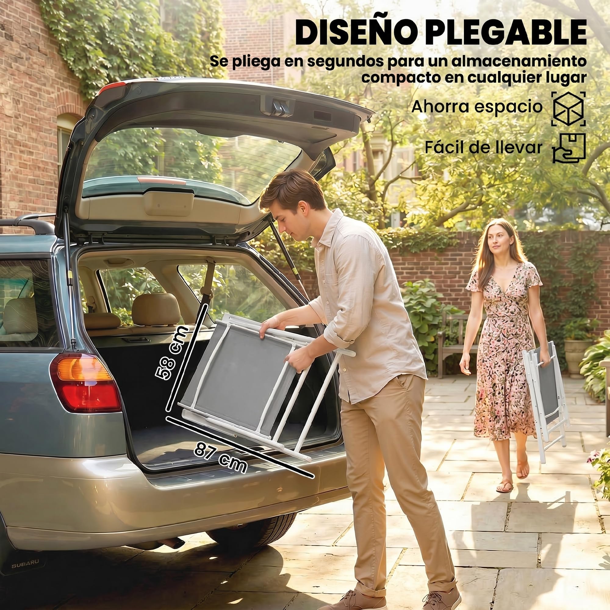 Outsunny Pack de 4 Sillas de Camping Plegables, Sillas de Jardín Exterior con Respaldo Alto y Reposabrazos, Tela Textilene Transpirable y Marco de Acero para Terraza, Playa, 58x62x97 cm, Gris Claro