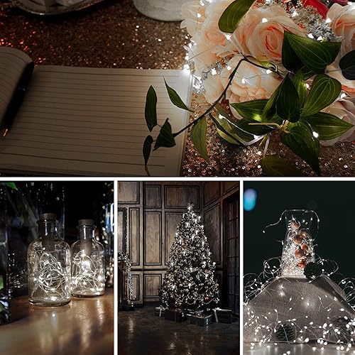 Miniatura 7 de Paquete de 12 guirnaldas de luces blancas que funcionan con pilas, 3 modos de velocidad, 12 baterías adicionales para reemplazo, 20 luces LED de 7