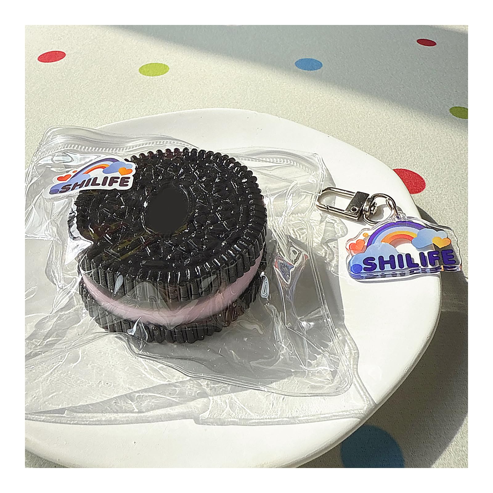 Taba Squishy Biscuits,Kawaii Squishies PVC Toys,Stress Relieving Fur Ball OPP Packaging Gifts|Squishy Fidget Toys for Anxiety&Relaxation|Perfect Desk Accessory for Adults (Pink Sandwich Biscuits)