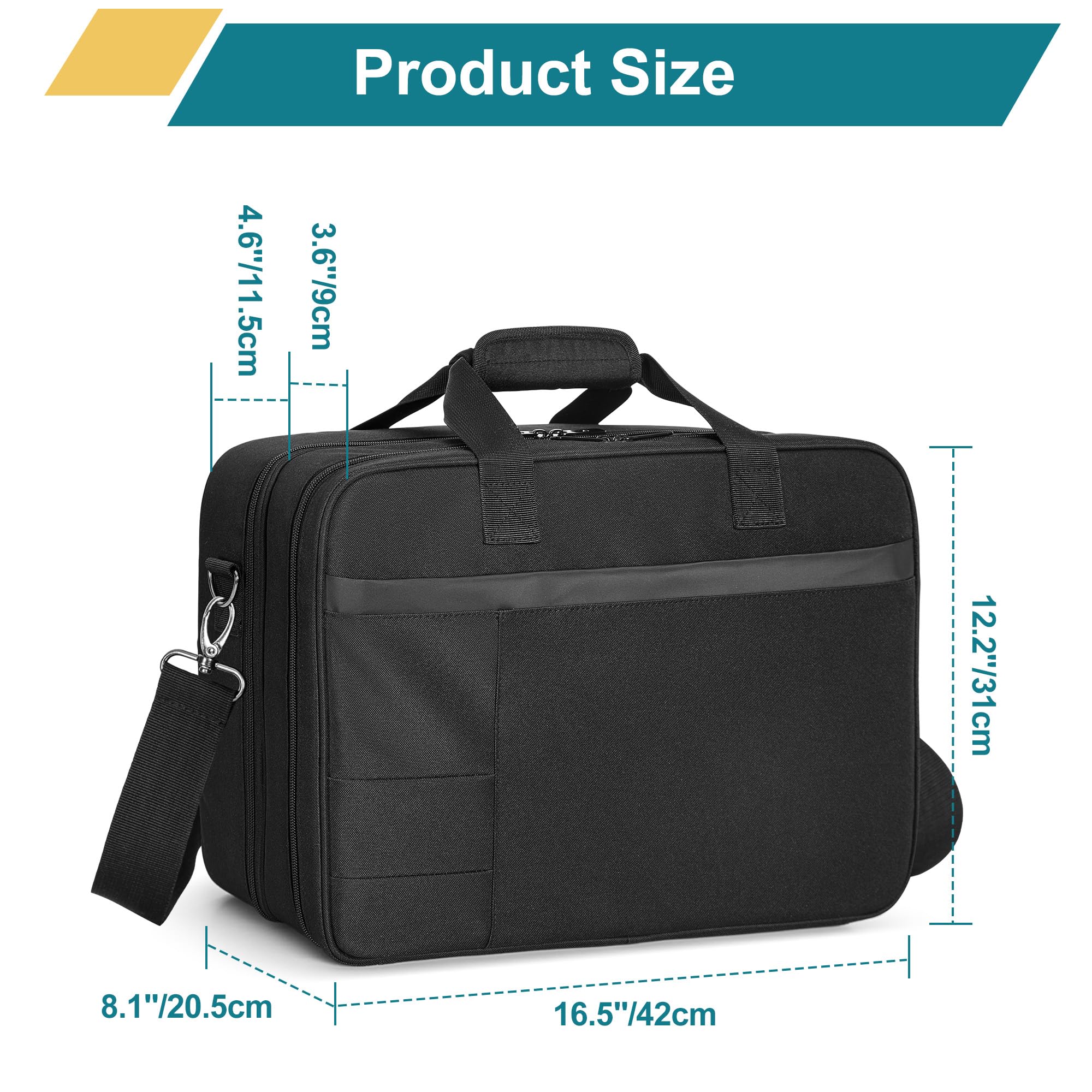 CURMIO Borsa Trasporto Proiettore con Scomparto per Laptop 15.6'', Custodia da Videoproiettore Compatibile con la Maggior Parte dei Proiettori Principali, Solo Borsa, Nero