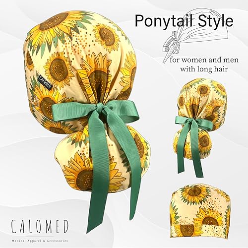 Miniatura 2 de CALOMED Gorra de trabajo para mujeres y hombres, gorras de coleta para mujer, gorro de trabajo, cubierta para la cabeza con cintas y botones, pelo