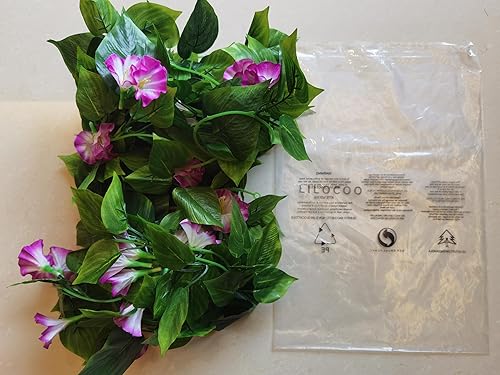 Miniatura 3 de 2 enredaderas artificiales de 15 pies, flores artificiales de vid de gloria matutina, plantas colgantes, guirnalda de seda, plantas verdes falsas,