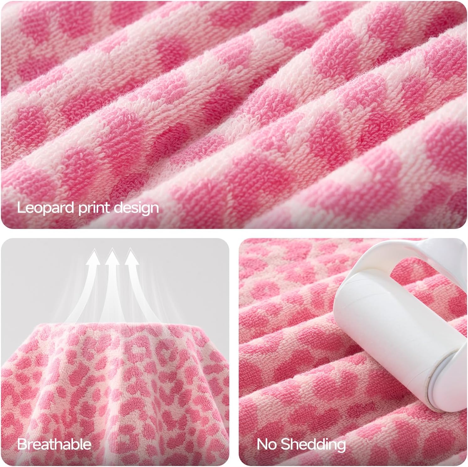REDKISS Pink Leopard Print Hand Towel Set of 2