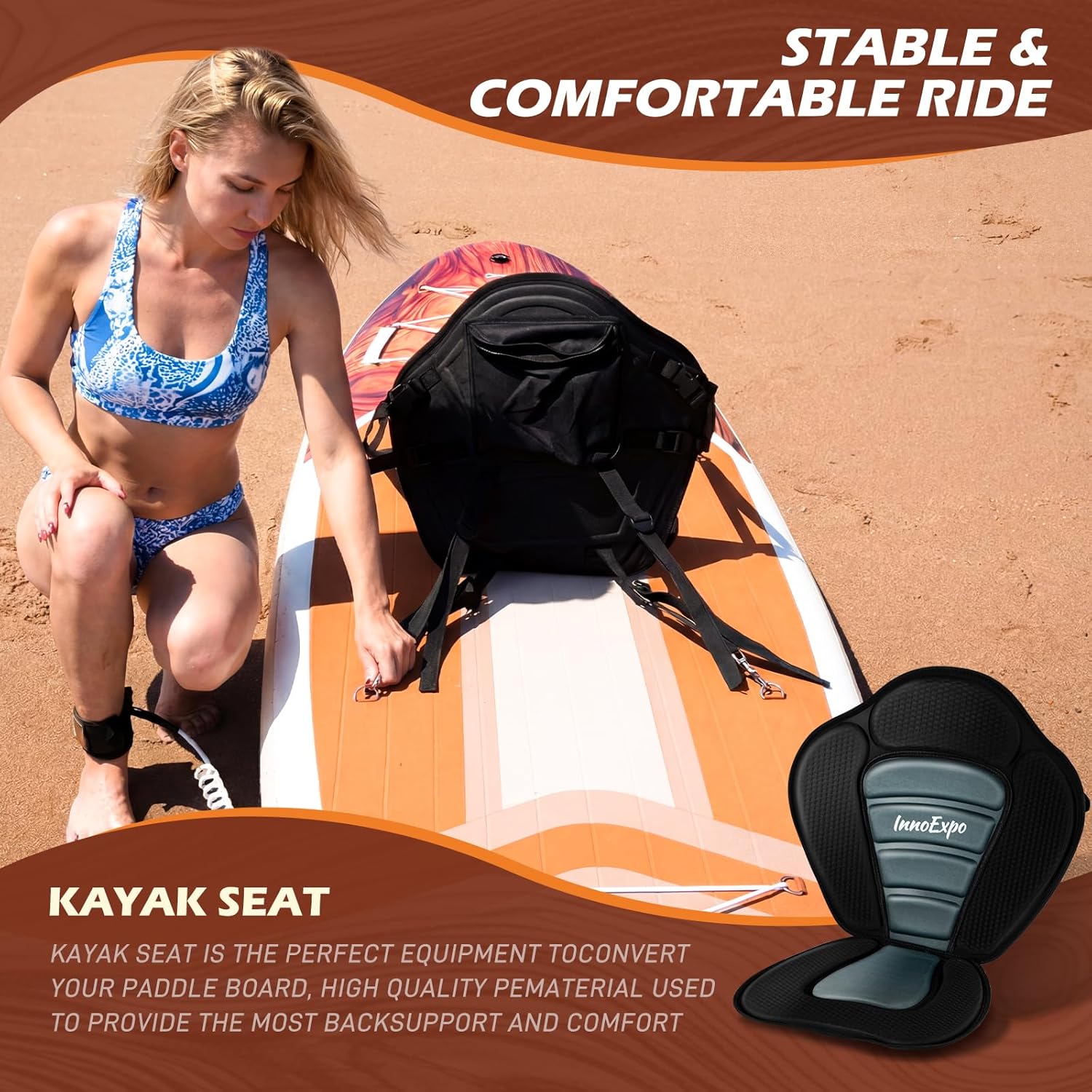 InnoExpo 11' Inflatable Stand Up Paddle Boards with Premium Accessories, Wide Stable SUP Paddle Board Design, Non-Slip Comfort Deck for Youth & Adults - Image 4