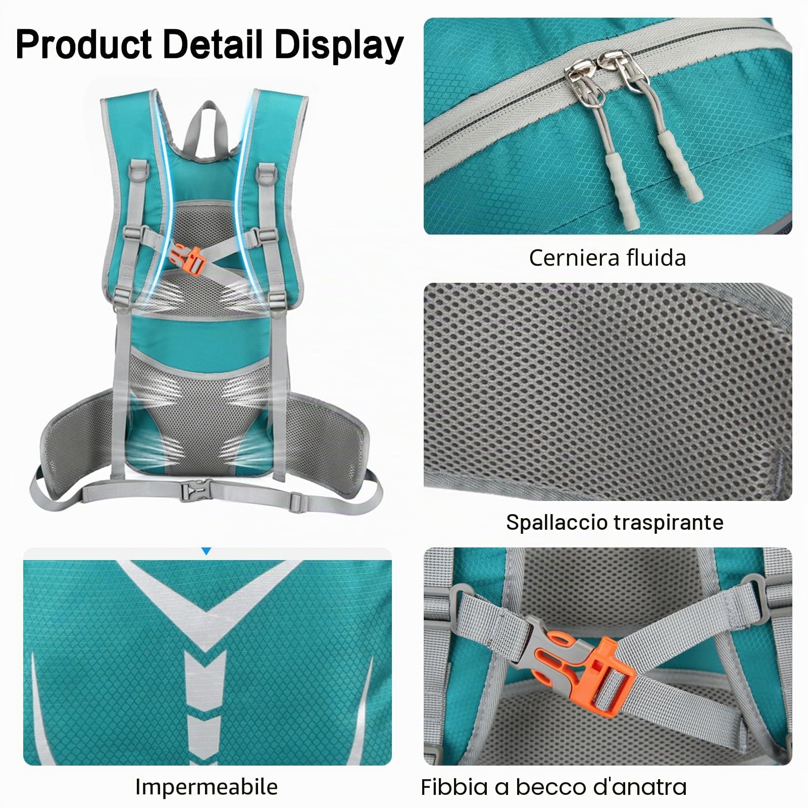 Zaino da Trekking Zaino Impermeabile 20L Leggero Hiking Backpack per Donna Uomo Ciclismo Arrampicata Sport Verde