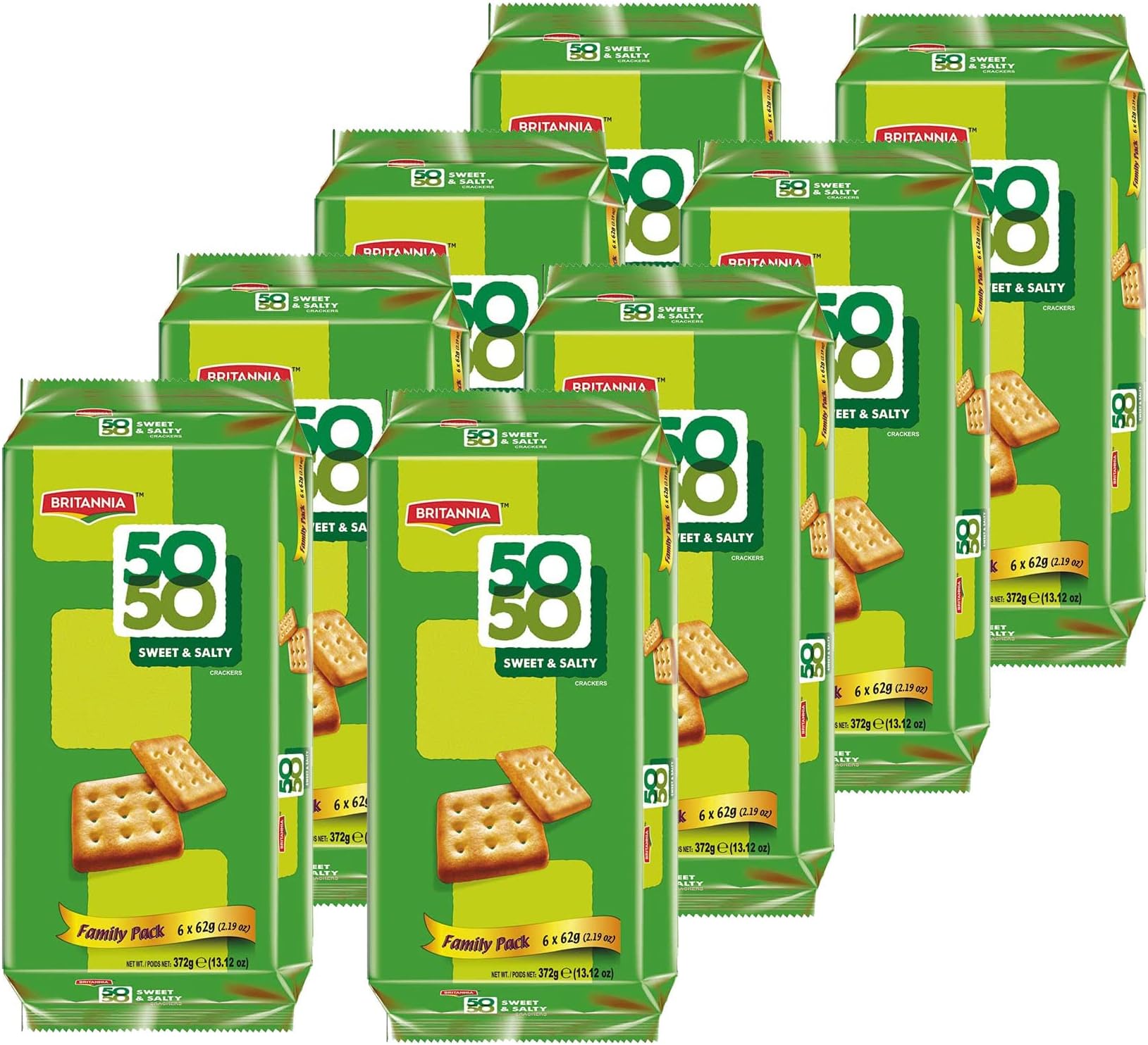 Crackers 50 50 Sweet and Salty Biscuit 13.12oz (372g) - Delicious, Light & Crispy Grocery Cookies - Best Treat for Friends & Family (Pack of 8)