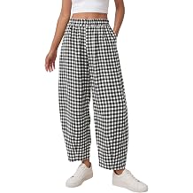 PRETTYGARDEN Plaid Barrel Pants Women Summer Bottoms