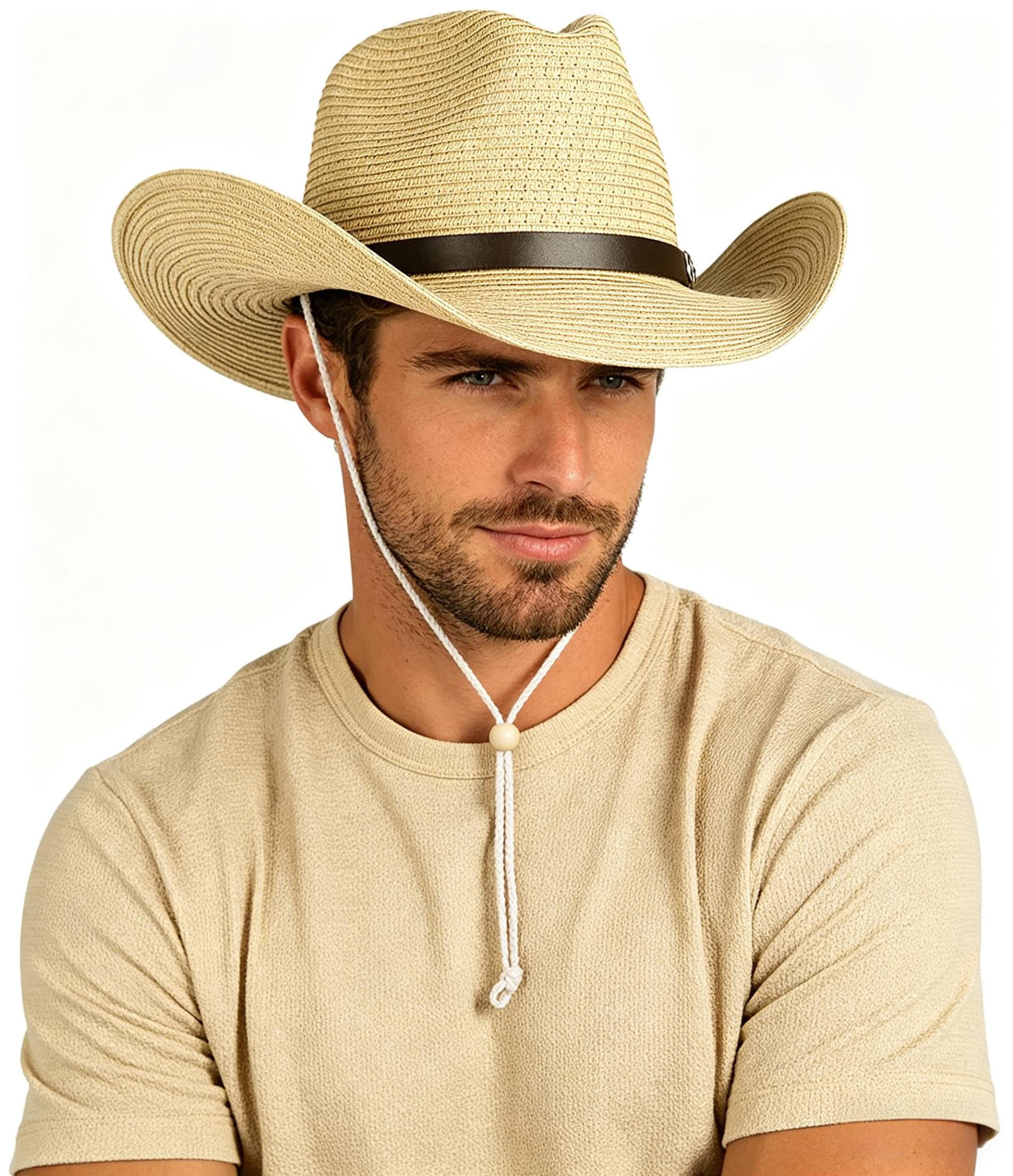 Cowboy Straw Sun Hat for Men Women UPF 50+ Summer Beach UV  display picture 3