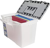 Vista 6 de Storex Caja de archivos portátil con tapa organizadora, 17.13 x 9.63 x 11 pulgadas, esmerilada/plateada (61511A01C)