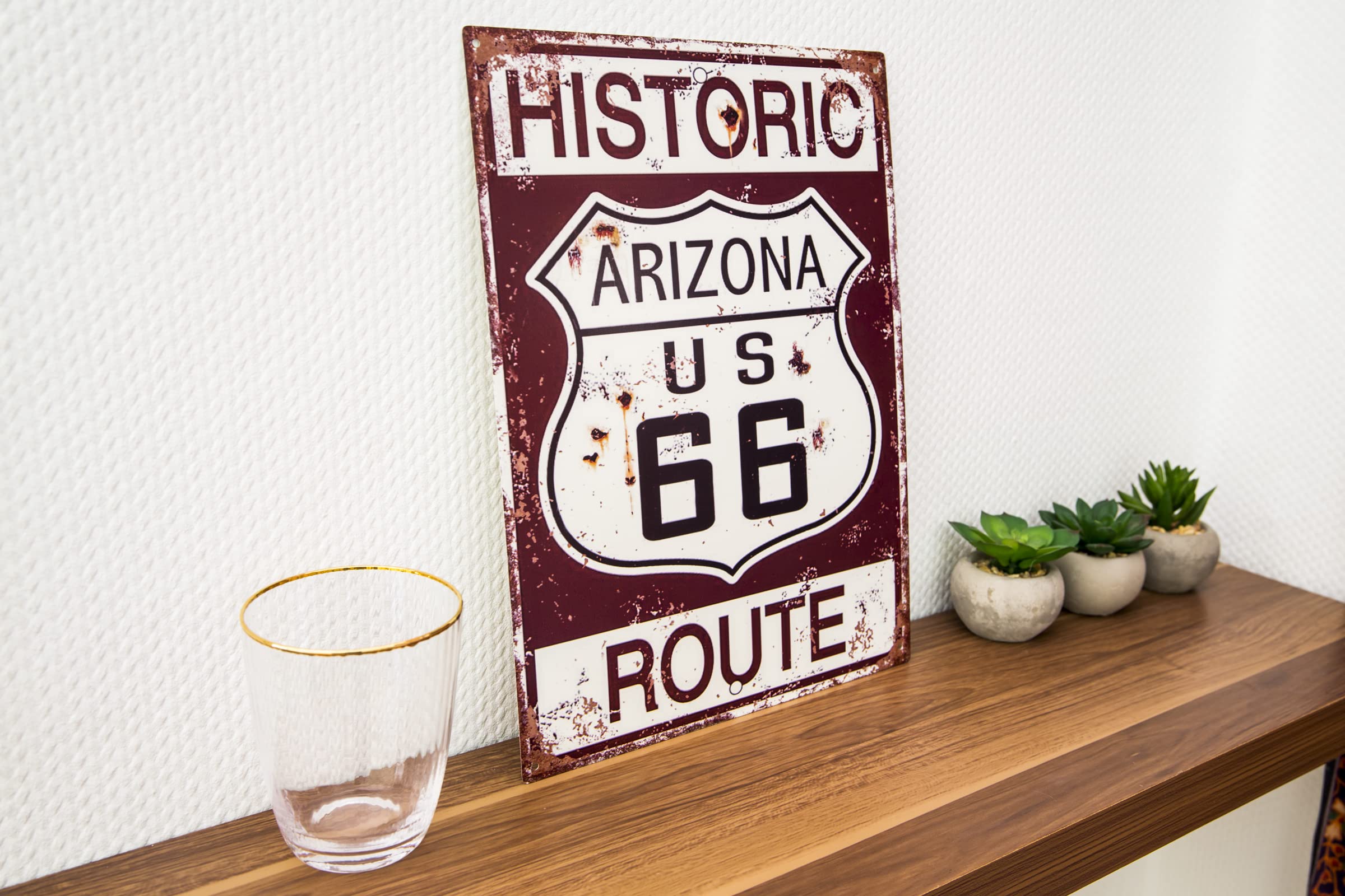 Houten tekst bord Route 66 | Houten decoratie | Cave& Garden
