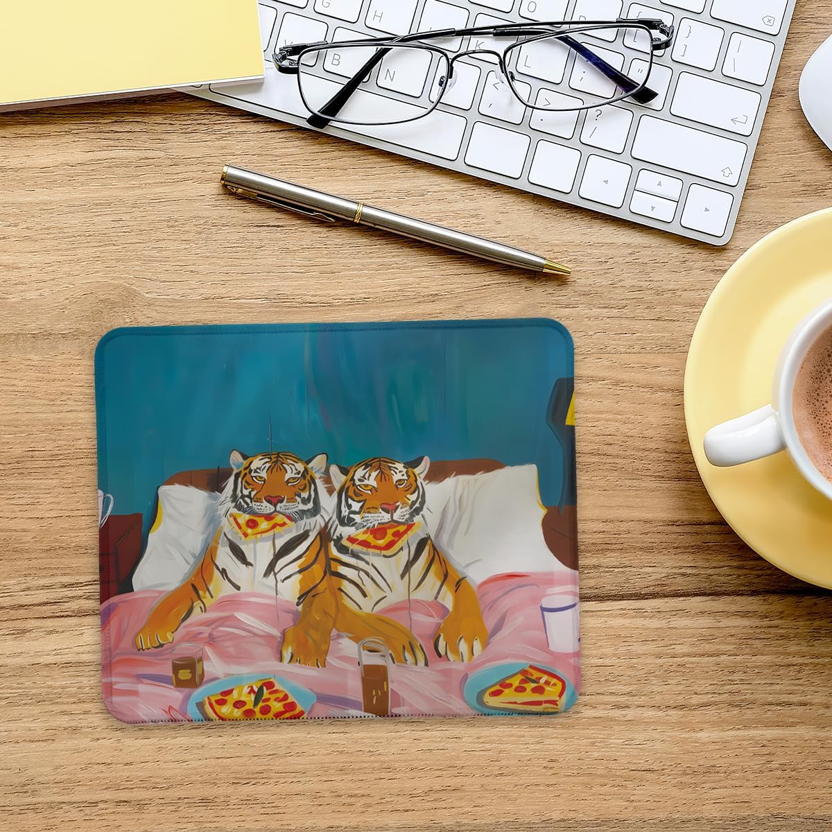 Funny Tiger Animals Mouse Pad, Aesthetic Mousepad for Wireless Mouse, Tigers Gifts for Women, Cute Office Work Desk Accessories Decor 9.5×7.9 Inch image 2